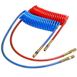 Vitonsbay Coiled Air Set Line Assemblies,Red & Blue Truck Trailer Coiled Airline Kit for Semi Truck Tractor Trailer,1/2" NPT Fittings(12' Length：1 X 12 1 X 40 Leads