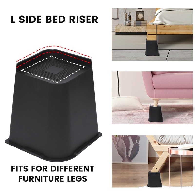 MYMULIKE Bed Risers 8 inch, Oversized Furniture Risers, Support Up