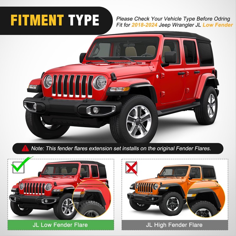 Nilight Fender Flares Extensions Set fit for 2018 2019 2020