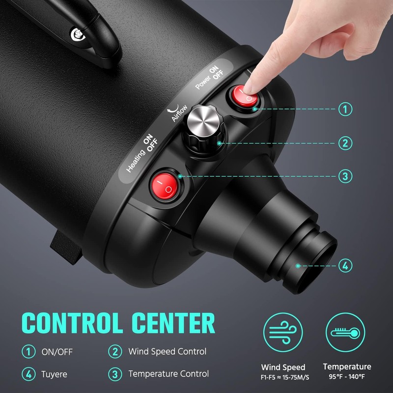 Pet Dryer, 5.2HP/3800W Pet Grooming with Adjustable Speed and Temperature