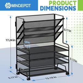 MINDEPOT Desk Paper Organizer Tray, Desktop File Folder Sorter Holder for A4 Letter-Size Paper Document Organization for Office Home School Classroom (4+3 File Organizer)