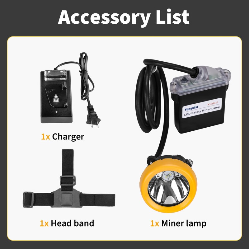 Yongkist Safety Mining Headlamp 1+2 LED Rechargeable Coal Mining Light