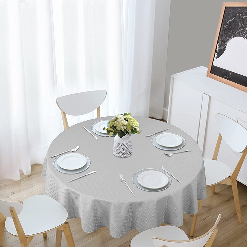 Eternal Beauty 120cm Round Tablecloth,Wipeable Grey Tablecloths Polyester Spill Proof