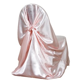 Balsa Circle 10 pcs Blush Universal Satin Chair Covers Slipcovers for Wedding Party Ceremony Reception Decorations