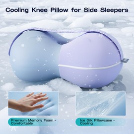 Ruizman Knee Pillow for Side Sleepers - Cooling Pillows Between Legs for Side Sleeping - Large Memory Foam Knee Pillows for Hip Pain & Spine Alignment (Soft Purple)