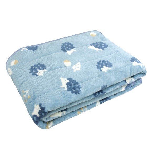 Bed Pad, Hedgehog, Single Size, 39.4 x 80.7 inches (100 x 205 cm), Warm, Flannel, Needle Mouse (Blue)
