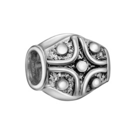 Quiges 925 Sterling Silver 3D Abstract Cross and Dot Cylinder Charm Bead, Sterling Silver, Cubic Zirconia