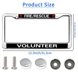 Fire Rescue Volunteer License Plate Frame Metal Firefighter Support Rattle-Proof License Plate Frame Fire Rescue Power