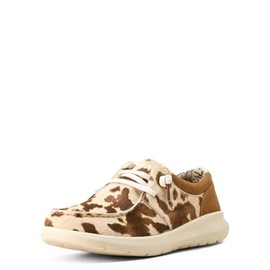 ARIAT Women's Hilo Shoe, Tan and White Brindle Hair On/Dark Tan Suede, 9