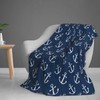 Duduho Nautical Anchor Navy Blue Bed Blanket Ultra Soft Throw