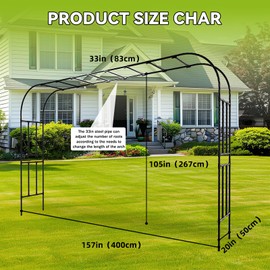RUCOIN Garden Arch Trellis Ultrathick Wall Pipe (25MM) - 157(L) *105(H) inch, Thickened, Plastic Steel Pipe Anti-Rust Technology, Metal Arch, Suitable for Garden, Wedding, Party Decoration, Black