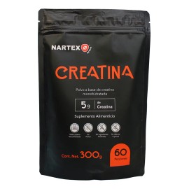Creatina Monohidratada En Polvo de Alta Pureza | 60 servicios | 300g | Sabor Natural By Nartex Labs