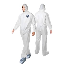 Medical Nation Hazmat Suits | 5 Pack, Large | Disposable Protective Coveralls, Heavy Duty Full Body Painters Suit for Men & Women with Attached Hood and Boots - Breathable & Water Resistant - Large