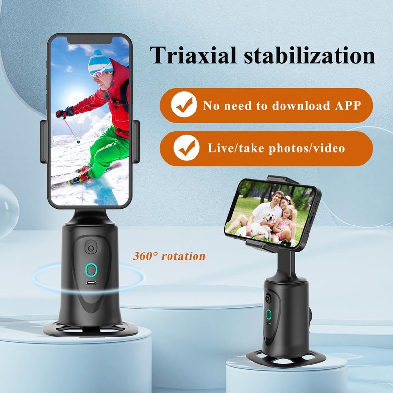 Auto Face Tracking Phone Holder 2 In1 360° Smart AI
