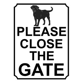 SHAWPRINT PLEASE CLOSE THE GATE METAL SIGN LABRADOR DOG THEME 200MM X 150MM (45H1) (10" x 8" (267mm x 200mm))