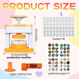 AVCXEC Badge Making Kit, Button Maker Machine 55mm, Pin Badge Maker Machine, DIY Badge Making Machine with 48PCS Button Parts, Badge Punch Press Kit, Badge Maker for Kids