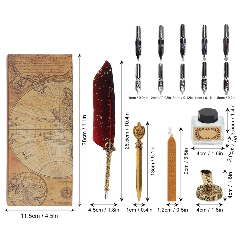 Quill Pen Set Exquisite Retro Smoothing Writing Feather Pen Caligraphy