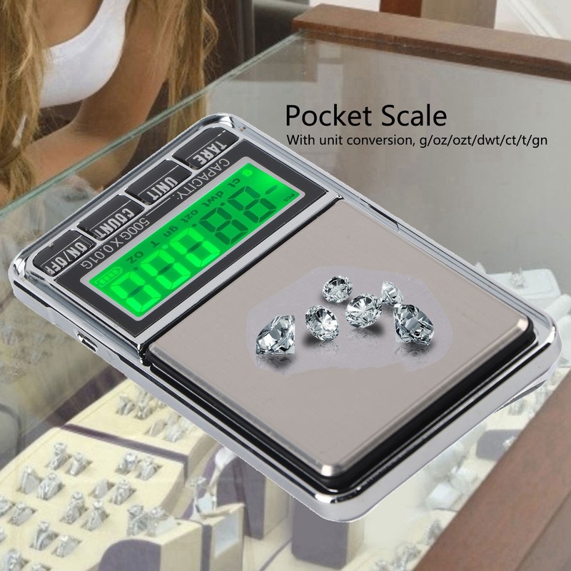 Electronic Jewelry Scale Pocket Digital Carat Scales with Green Backlight