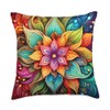 Groovy Retro Psychedelic Hibiscus Flowers Throw Pillow