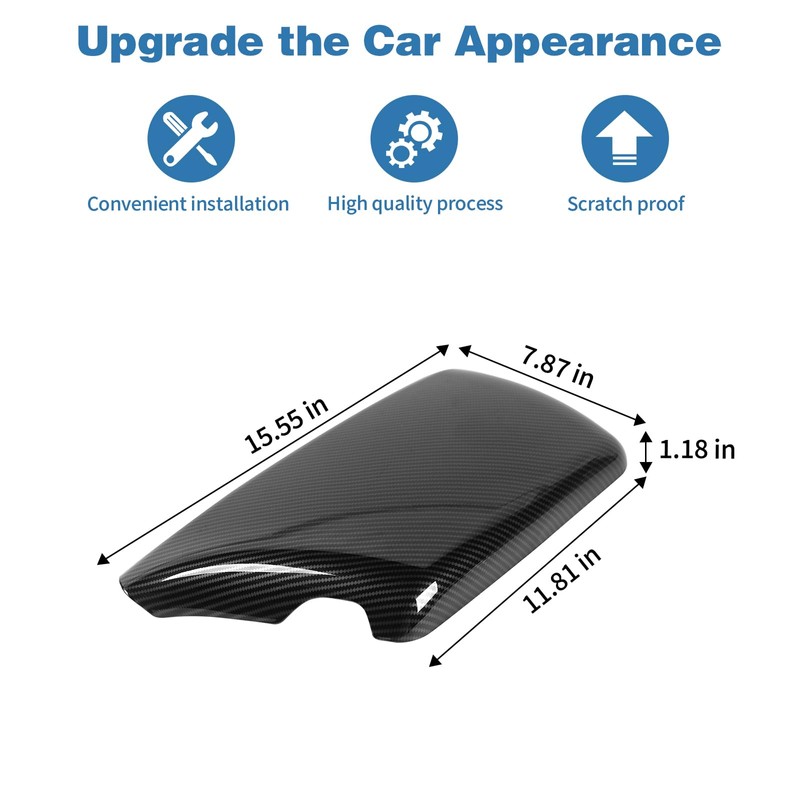 PDKLIN for Challenger Carbon Fiber Center Console Lid Armrest Cover