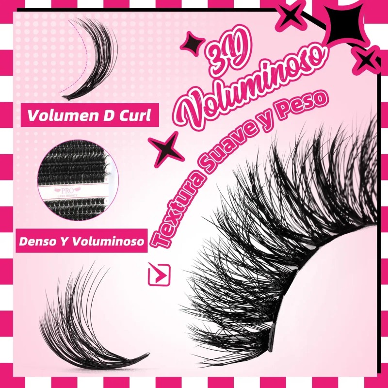 Kit De Extensiones De Pestañas Efecto 3d 40d+60d+80d Mixtas