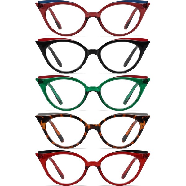 Eyekepper 5-pack Cat Eye Reading Glasses Cute Reader for Women