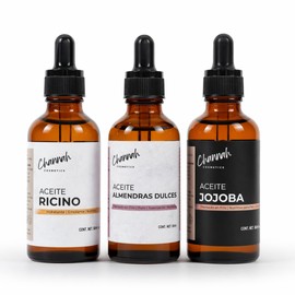 Kit Fortalecimiento y Nutrición Pestañas, Cejas y Cabello | Ricino + Almendras + Jojoba | Uso Directo y Cosmético | CHANNAH COSMETICS