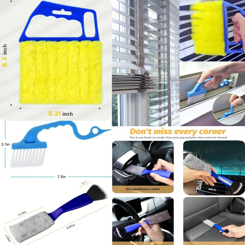 4Pcs Window Blinds Cleaner Shutters, 2* Blind Cleaners 1*Window Gap