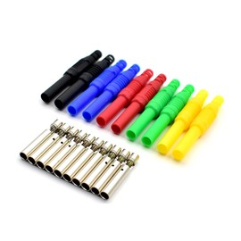 5Colors Insulated Safety Shrouded 4mm Female Banana Plug Jack Socket Solder DIY Cable Connectors Adapters for Electrical Testing 10Pcs