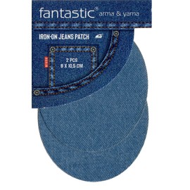 2-Pack Iron-On Denim Patches for Jeans Oval Knee and Elbow Repair Patches for Jackets Pants and Shirts Durable No-Sew Fabric Fix Embroidered IronOn & SewOn Patch DIY Clothing (Light Blue)