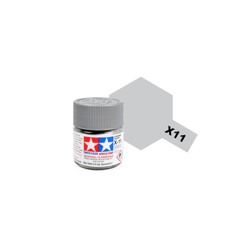 TAMIYA Acrylic Mini X11 Chrome Silver TAM81511 Plastic Paint Acrylic