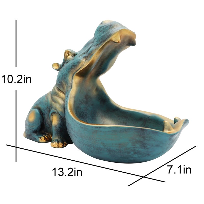 aboxoo Hippo Statue,Large Hippopotamus Figurine Home Sculpture with Resin, Hippo