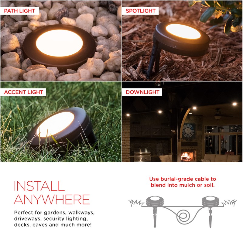 UltraPro LED Landscape Lights, Warm White, Large, 6 Pucks, 48ft,