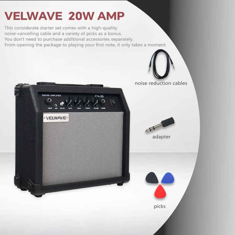Electric Guitar Amplifier 20W Black Portable Smart amp 6.5'' Speaker