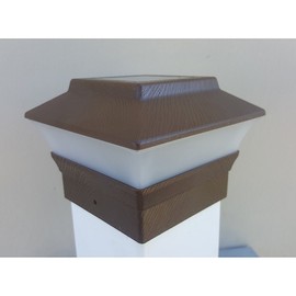 Solar Powered 4x4 Wood Grain Texture Square Post Light LED for PVC Fence Outdoor