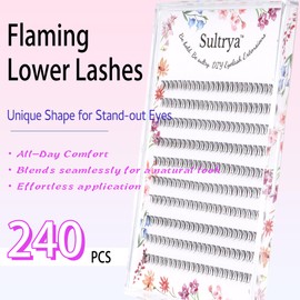 Sultrya Lower Lashes 240 PCS Eyelash ClustersDIY Individual Bottom Lash Extensions Natural Wispy Look Comfortable Doll Eye False Eyelash Extension Kit for Standout Lower Lashes (6mm, BL - 01)
