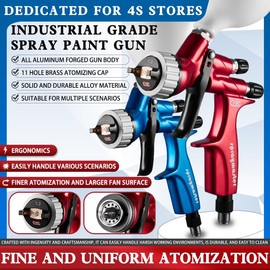 HVLP Air Spray Gun with 1.3mm Nozzle 600 ml Capacity Cup Automotive Paint Gun Sprayer for Cars & House DIY Painting Furniture Painting Refinishing Paint (CWE-Blue)