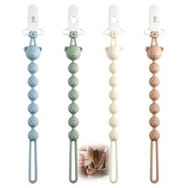 4 Unidades De Porta Chupones Para Bebe, Porta Chupon, Sujetador De Chupon Para Bebe, Diseño De Elefante Con Clip Seguro Para Ropa y Cochecitos, Material De Silicona Suave