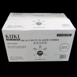 Kuki Collection Heavy Duty Cornstarch Disposable Fork - 1000 Forks/Case - Kuki Collection