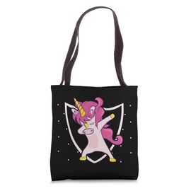 Girls Kawaii Dabbing Pink Unicorn Tote Bag