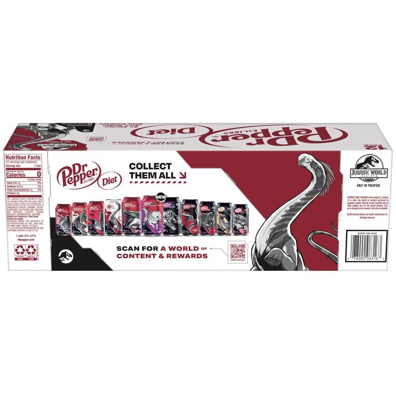 Diet Dr Pepper Soda, 12 fl oz cans, 12 pack