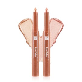 KGAJSGH Cream Eyeshadow Stick, Matte & Shimmer Eye Shadow Pencils, Smooth Eye Definer & Highlighter, Crease-Proof Eye Brightener, 2-Pack, Blendable