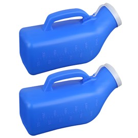 2 Pack Urinal Bottle 1200ml/34 Ounce Portable urinals, Urinal Bottles with Lid, Male Urine Bottles, Spill Proof Pee Bottle for Men for Hospital, Incontinence, Outdoor, Car, Travel, Camping(Blue)