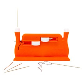 Double Hole Automatic Needle Threader, Sewing Threading Tool, Auto Thread Needle Insertion Tool for Sewing Clothes DIY Crafts, for Arthritic Hands and Aging Eyes (Orange)
