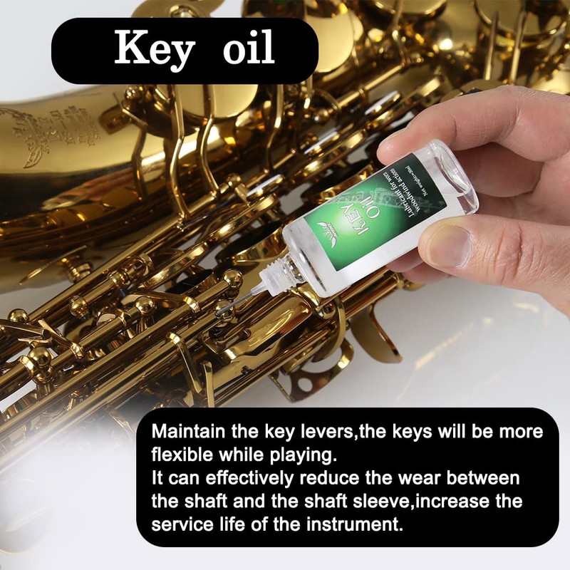 Saxophone Sax cleaning Care Maintenance Kit,Key Oil,Cork Grease,Swab,Cleaning Cloth,Thumb Rest,Mouthpiece