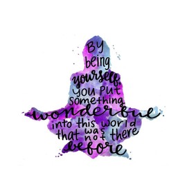 By Being Yourself Pink and Purple Inspirational Quotes Wall Print Art for Friends Meditation Decor Unframed (11x14)