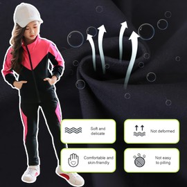 SXSHUN Girls' Tracksuit, Children's Jogging Suit, Sports Suit, Two-Piece Clothing Set, Leisure Suit, Sports Jacket and Sweatpants, pink