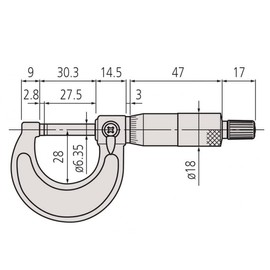Mitutoyo Mitutoyo 103-177 Outside Micrometer, Baked-enamel Finish, Ratchet Stop, 0-1" Range, 0.001" Graduation, +/-0.0001" Accuracy