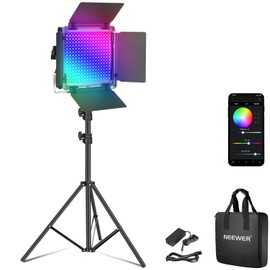 NEEWER Upgraded RGB LED Studio Video Light with Tripod Stand, App Control 50W 7000Lx CRI97+ 3200-5600K Dimmable Panel Key Lighting Kit for Game Streaming YouTube Recording Photography, RGB660 PRO II