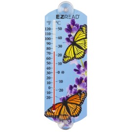 Headwind Butterfly 10" Consumer Products 840-0058 EZREAD Indoor/Outdoor Thermometer, Blue/Yellow/Orange